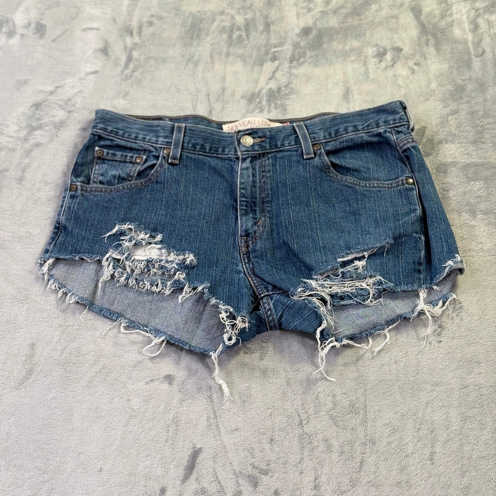 Levi's 505 Nouveau Distressed Denim Cutoff Shorts Women's 12 M Waist 34"